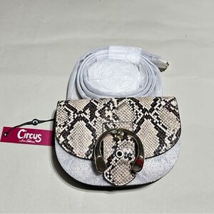 Circus by Sam Edelman Beige and Black Snake Print Crossbody Bag